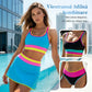 🔥🎁Novinka: 50% SLEVA🔥🌼 Třídílné sportovní bikiny z nylonu s barevnými bloky – vysoký pas se zeštíhlujícím efektem na břicho 👙