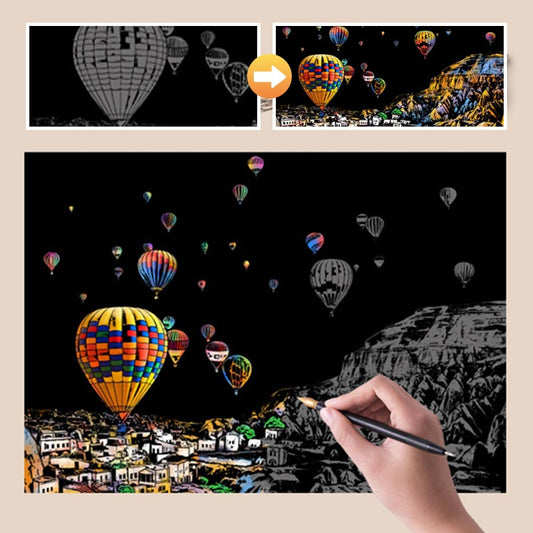 🎨Sada 4 ks kreativních škrábacích obrazů s nástrojem