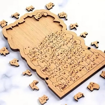 Dřevěné puzzle 100 koček