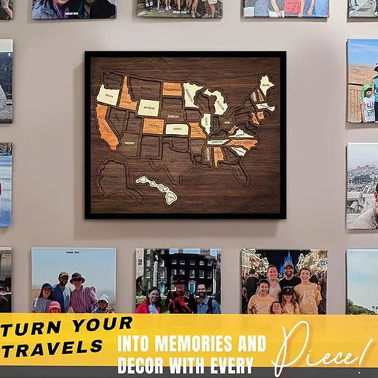 3D dřevěné cestovní mapové puzzle