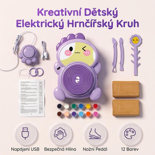 Dětský elektrický hrnčířský kruh, sada pro ruční výrobu z hlíny
